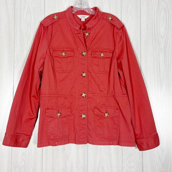 L.L. Bean Jackets & Blazers - L.L. Bean | Pink Button Front Cotton Jacket Size Large